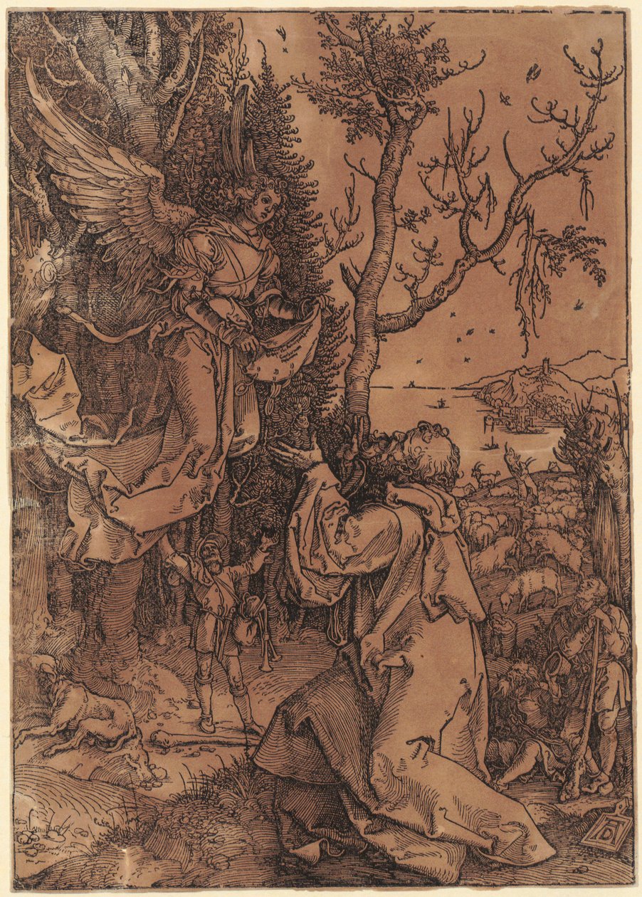 Joaquín en el campo, lámina 3 de la serie "La vida de la Virgen" de Albrecht Dürer