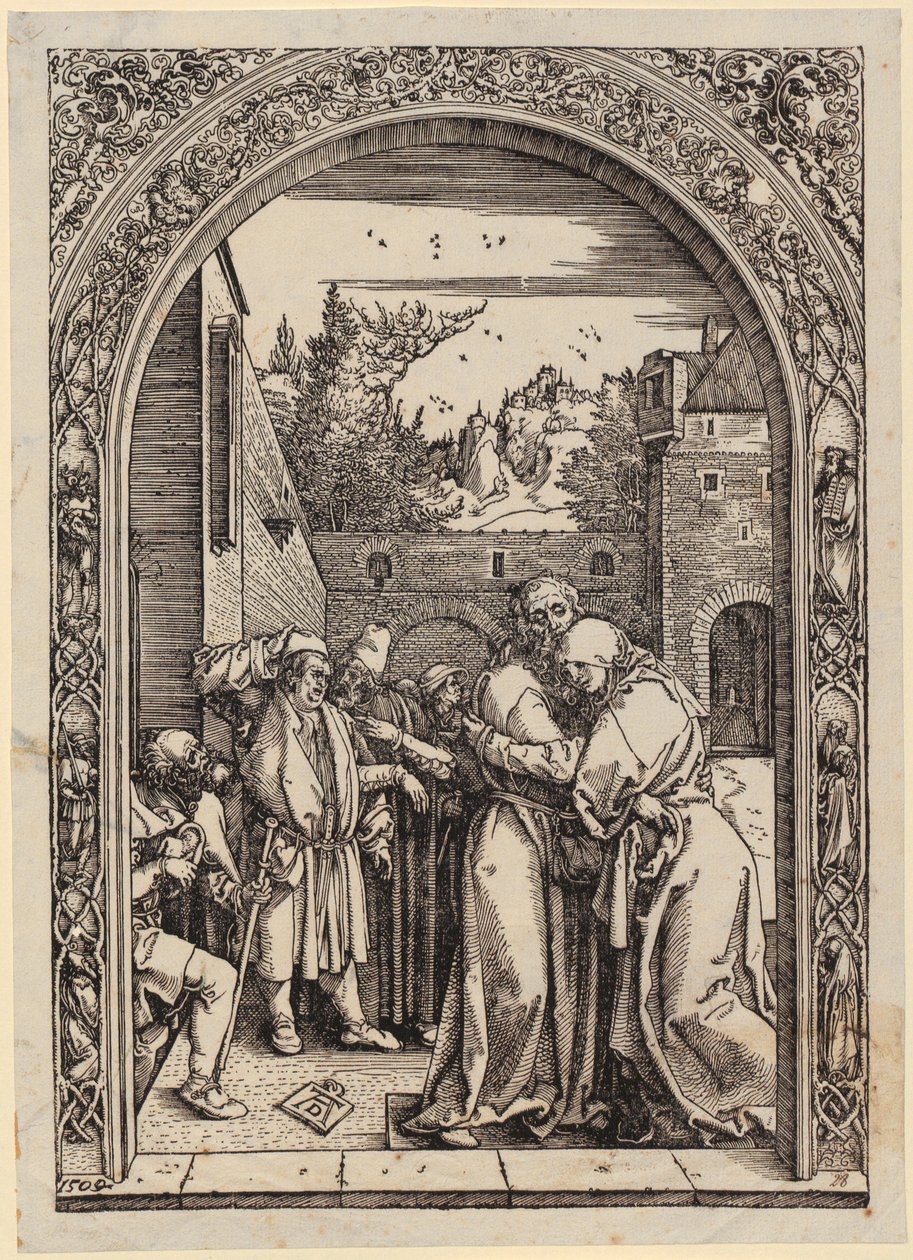 Joachim y Ana bajo la Puerta Dorada, lámina 4 de la serie «La vida de María» de Albrecht Dürer