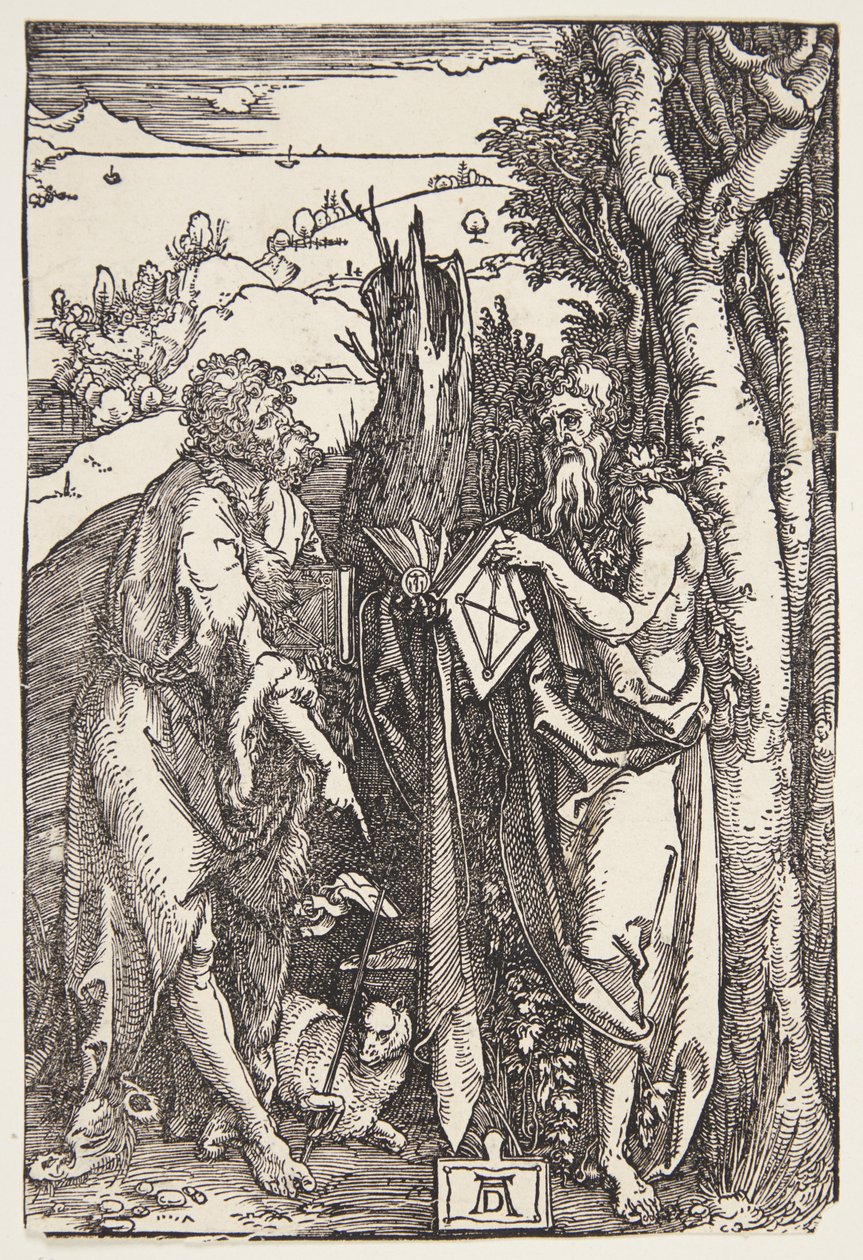 San Juan Bautista y San Onofre en el desierto de Albrecht Dürer