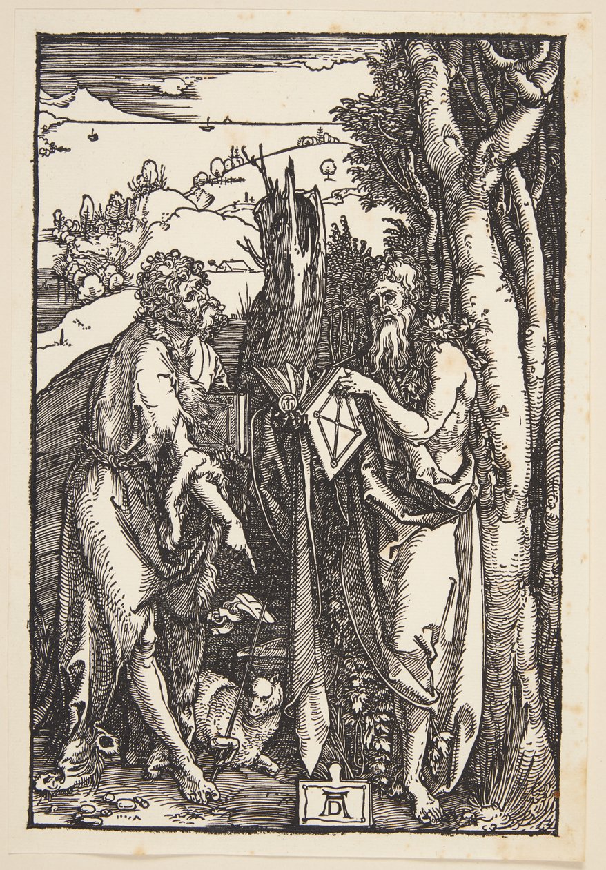 San Juan Bautista y San Onofre en el desierto de Albrecht Dürer