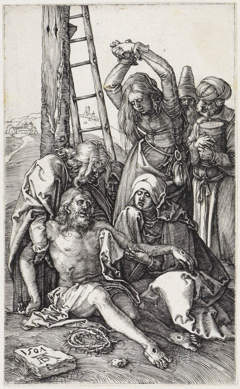 Descendimiento de la cruz y lamentación de Cristo de Albrecht Dürer