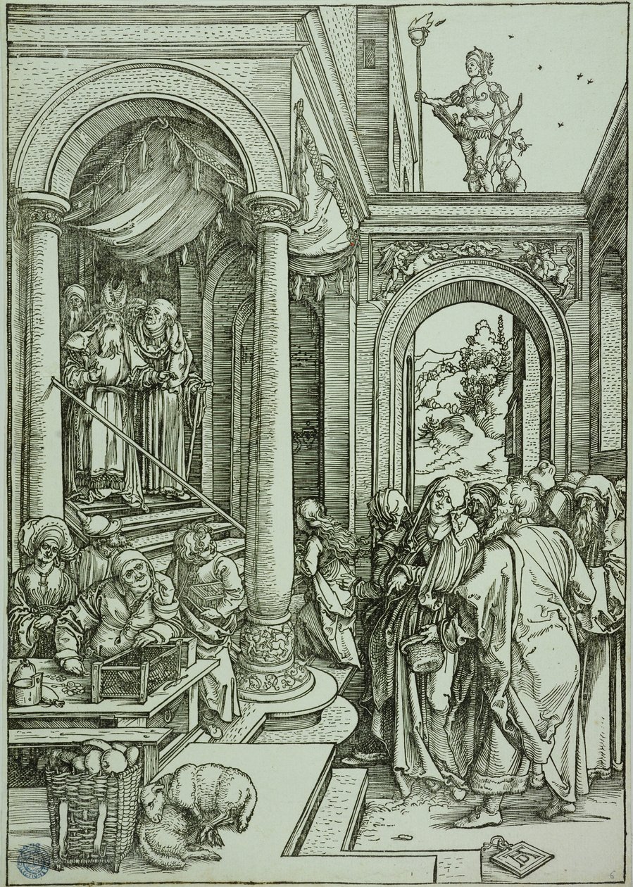 La vida de la Virgen: La Presentación de la Virgen en el Templo (Bartsch 81) de Albrecht Dürer