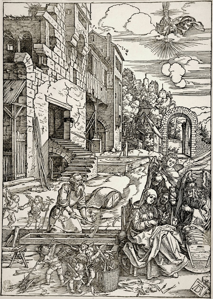 La vida de la Virgen: La estancia de la Sagrada Familia en Egipto (Bartsch 90) de Albrecht Dürer
