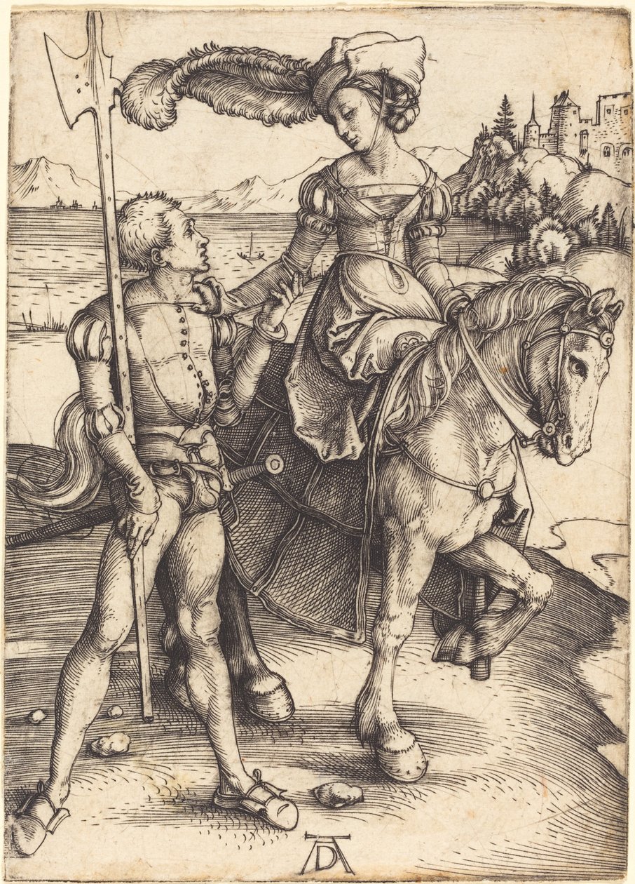 Dama a caballo y el lansquenete de Albrecht Dürer