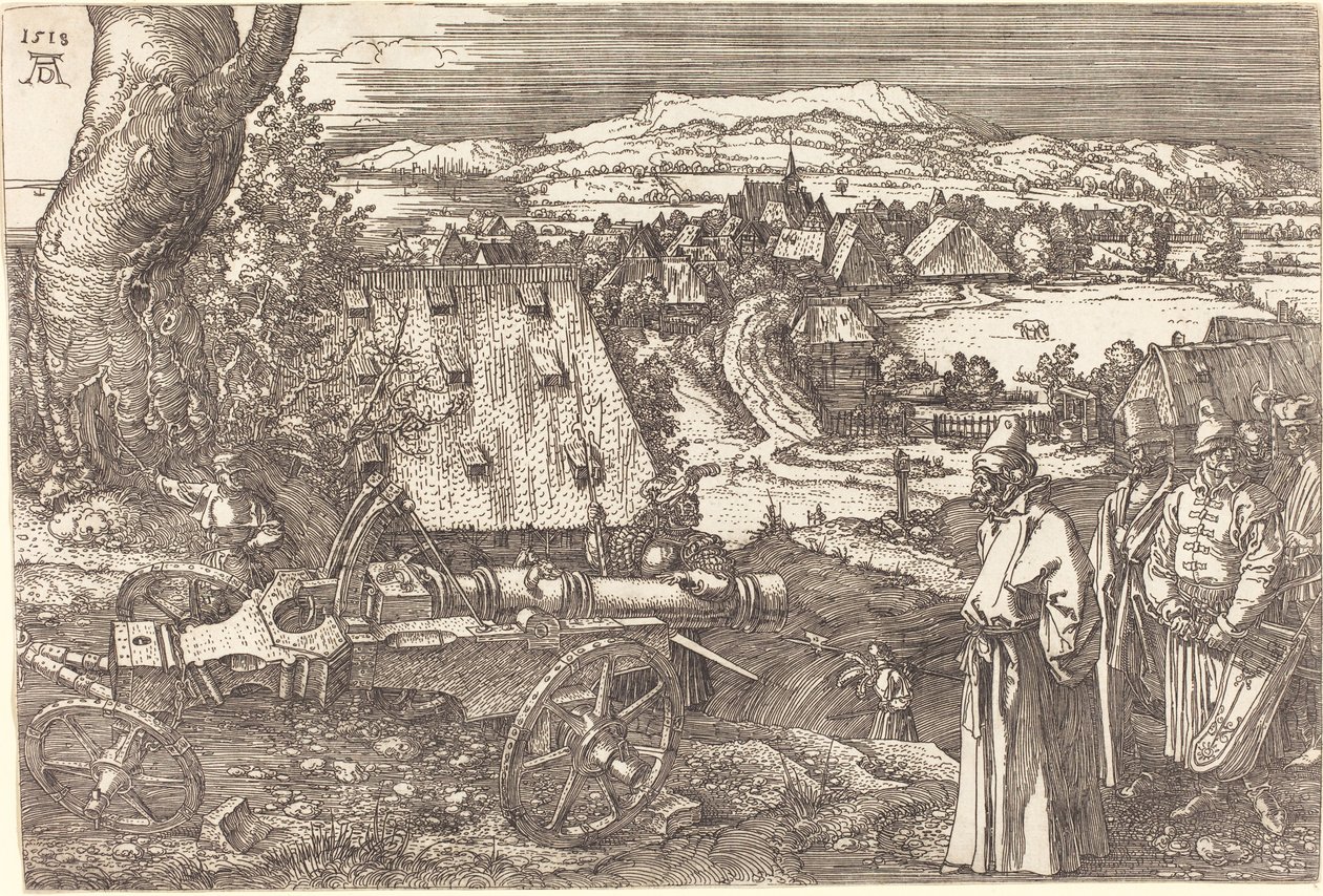 Paisaje con un cañón, 1518 de Albrecht Dürer