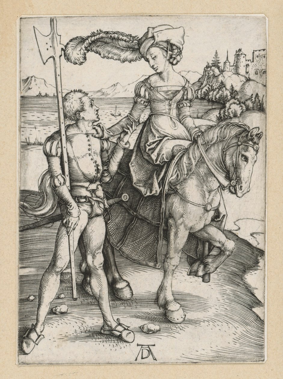 Lansquenete y joven dama a caballo de Albrecht Dürer