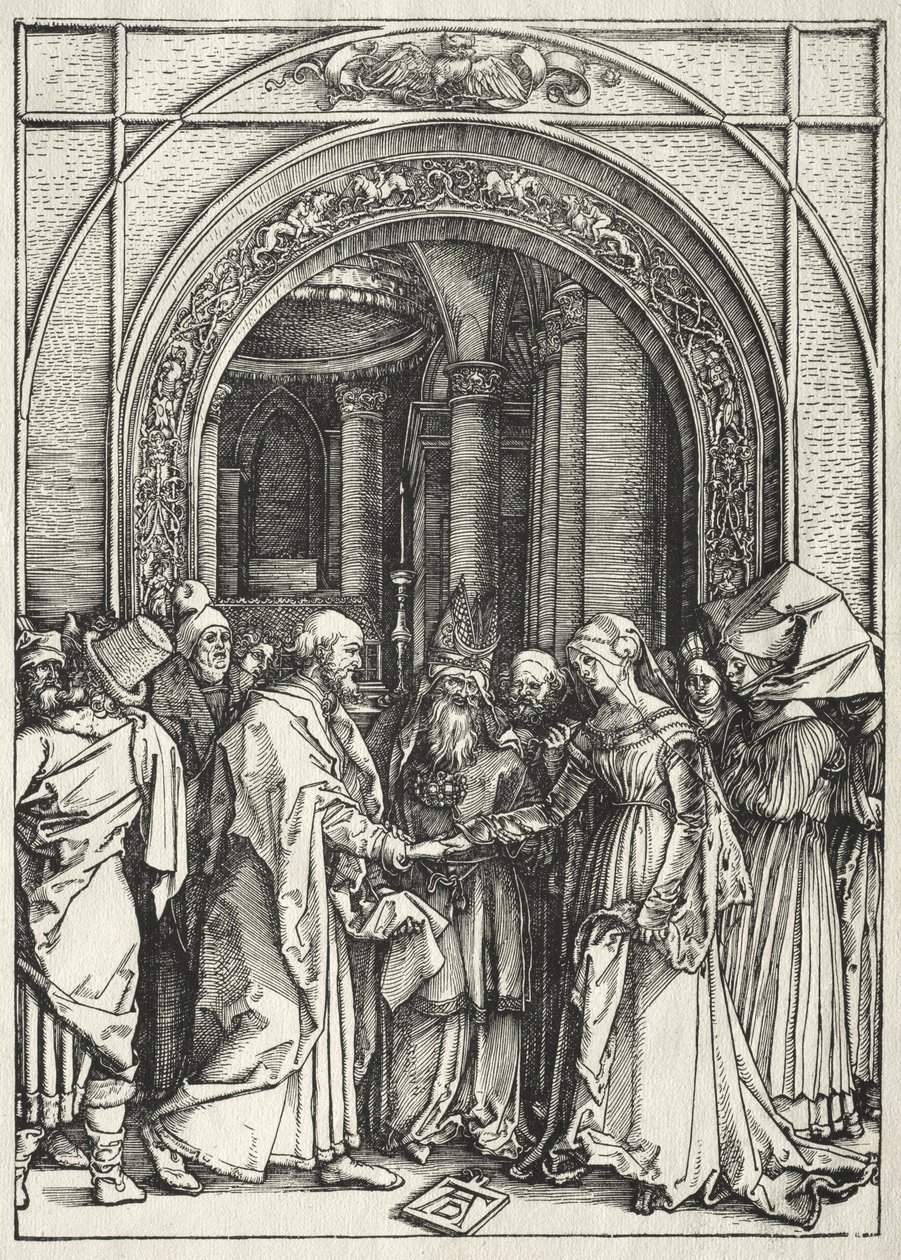 Vida de la Virgen: El matrimonio de la Virgen y San José de Albrecht Dürer