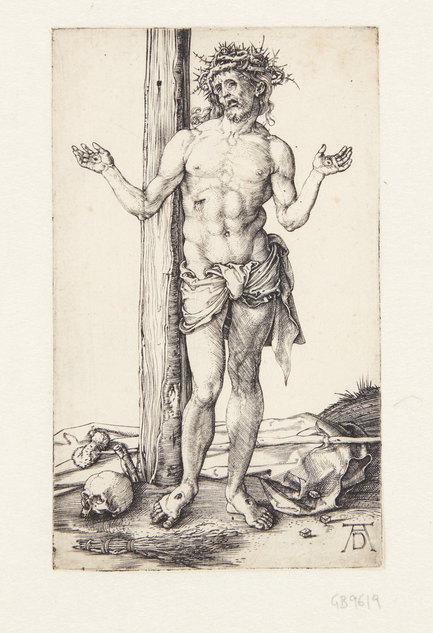 El hombre de dolores con las manos levantadas de Albrecht Dürer