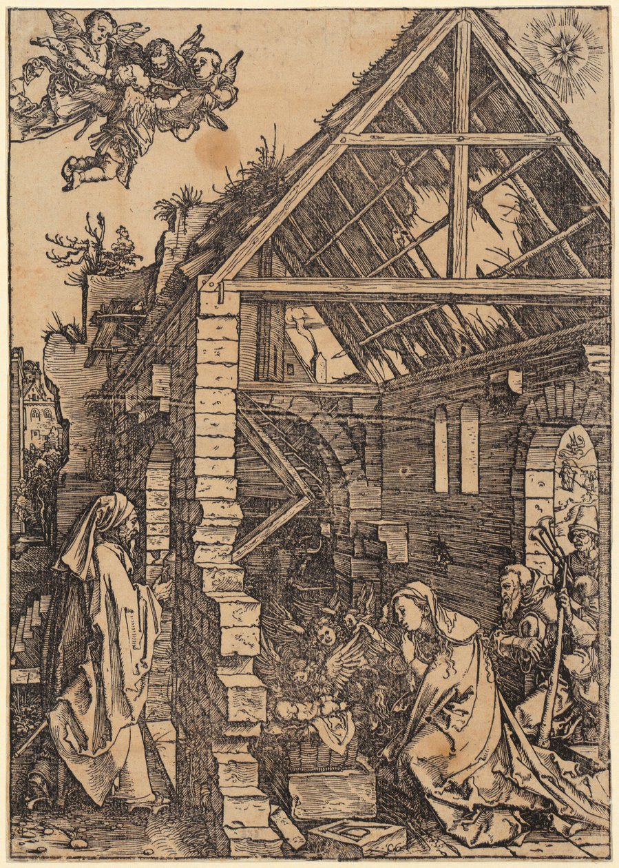 María sobre la media luna, lámina 1 de la serie «La vida de María» de Albrecht Dürer