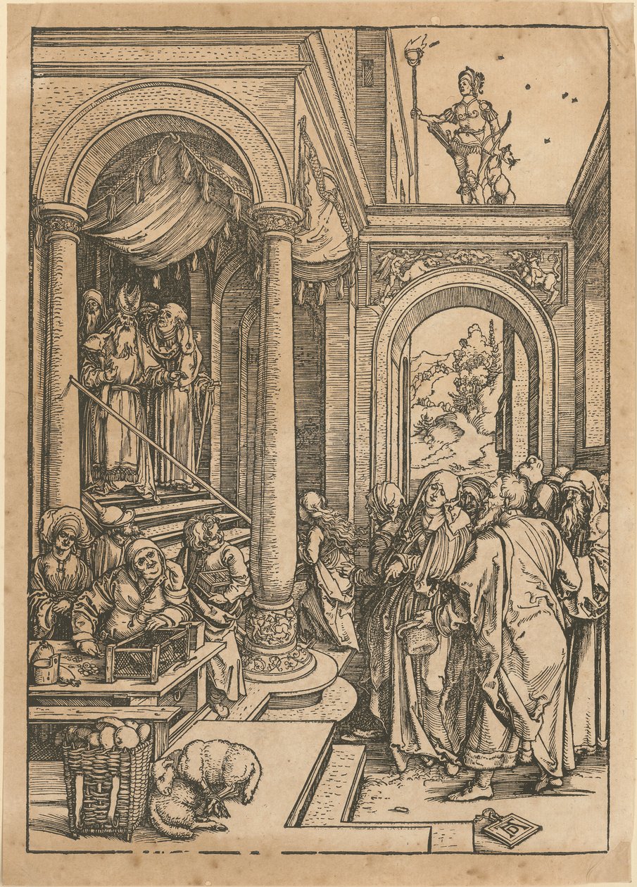 La presentación de María en el templo, lámina 6 de la serie «La vida de María» de Albrecht Dürer