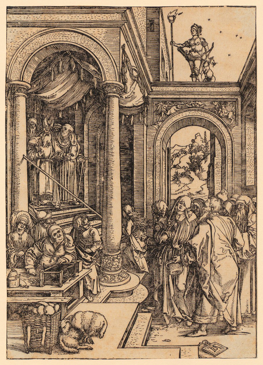 La presentación de María en el templo, lámina 6 de la serie «La vida de María» de Albrecht Dürer