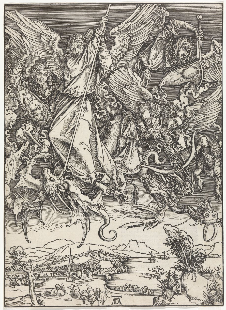 Miguel luchando contra el dragón (El Apocalipsis) de Albrecht Dürer