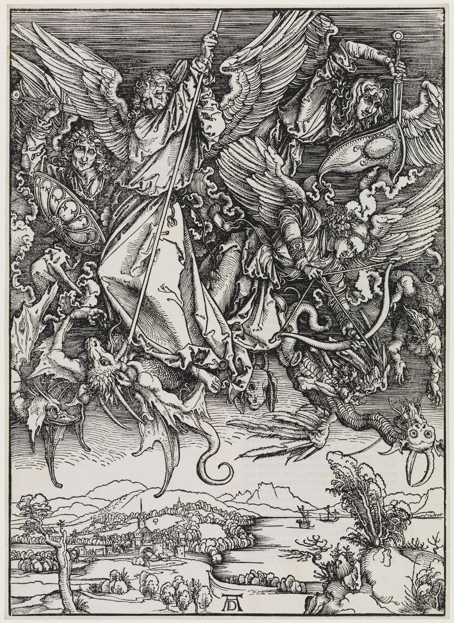 La lucha de Miguel contra el dragón de Albrecht Dürer