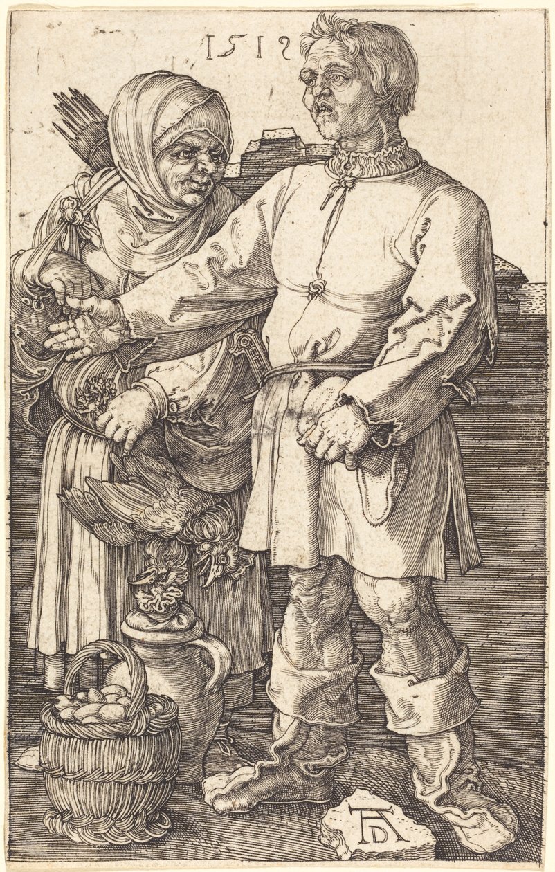Pareja de campesinos en el mercado de Albrecht Dürer