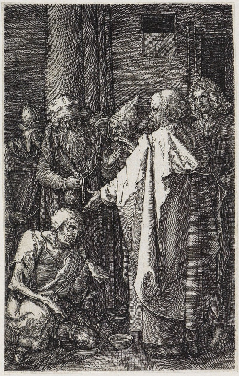 Pedro y Juan curan al cojo de Albrecht Dürer