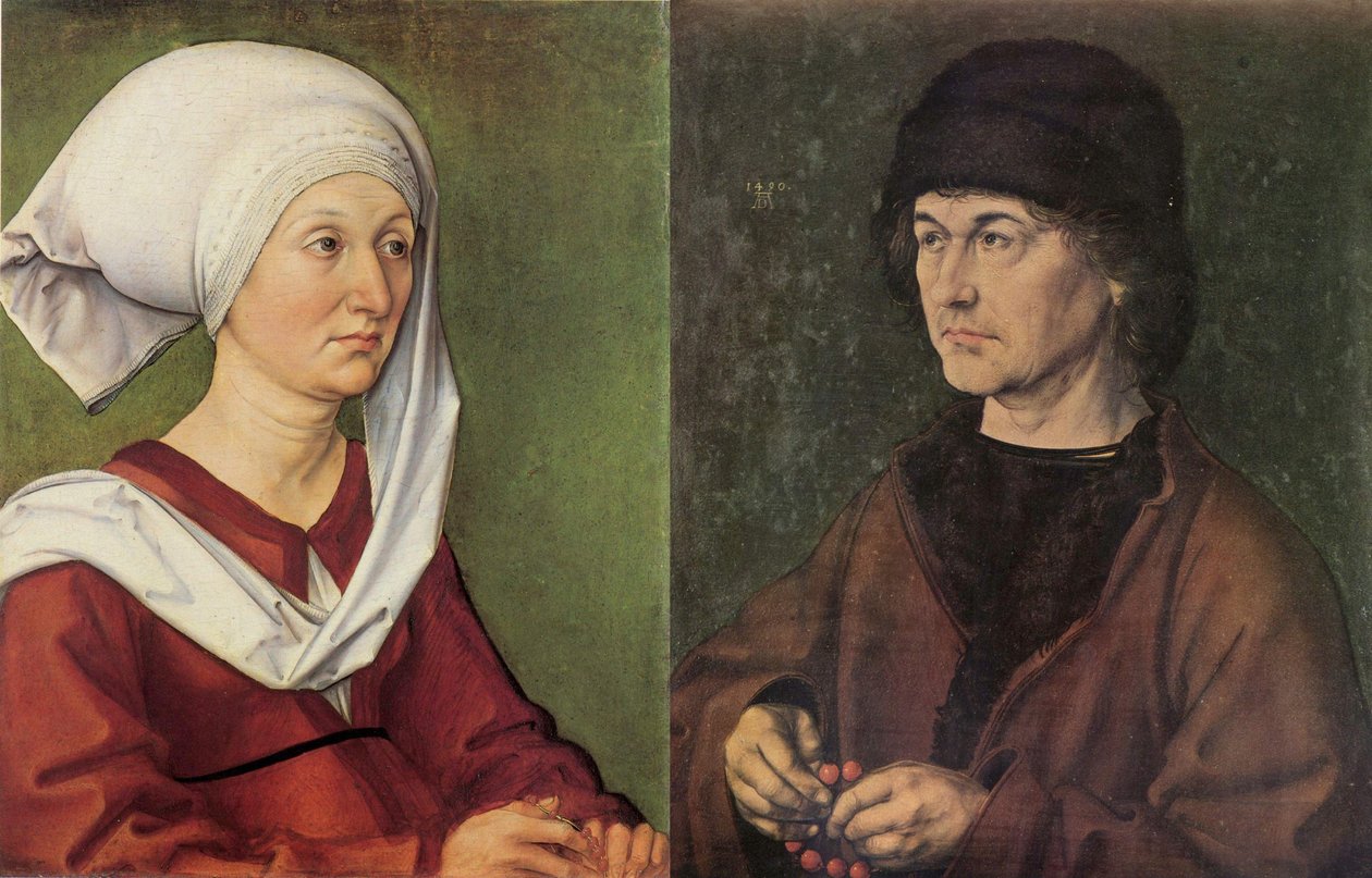 Fotomontaje: Díptico Retrato de los Padres de Durero. de Albrecht Dürer