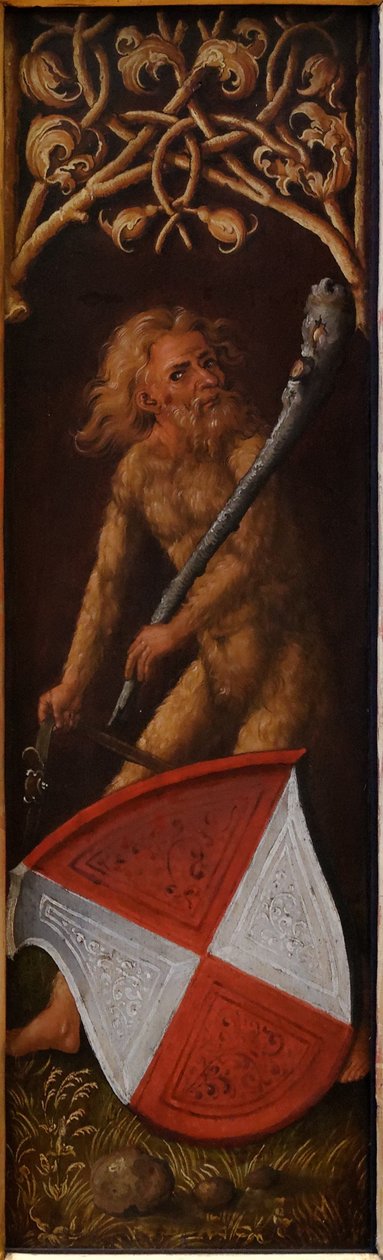 Porträt von Oswolt Krel: "Sylvan Men" mit Wappenschildern von Agathe von Esendorf de Albrecht Dürer