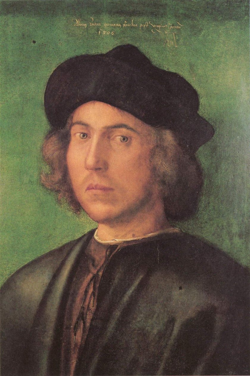 Retrato de un joven
















 sobre un fondo verde de Albrecht Dürer