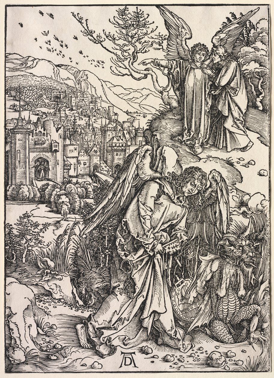Revelación de San Juan: Ángel con la llave del abismo, 1511 de Albrecht Dürer
