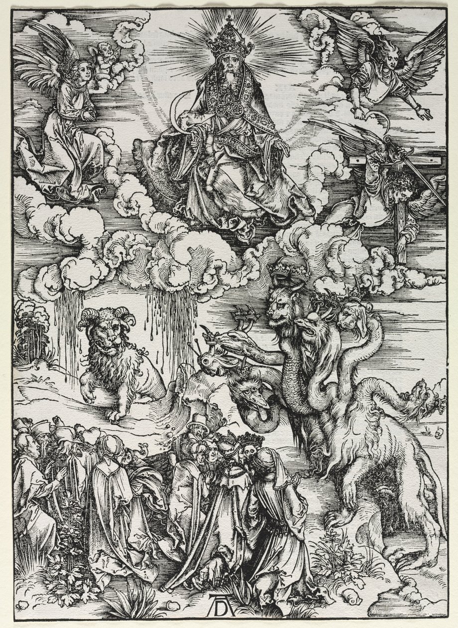 Revelación de San Juan: Bestia con cuernos de carnero de Albrecht Dürer