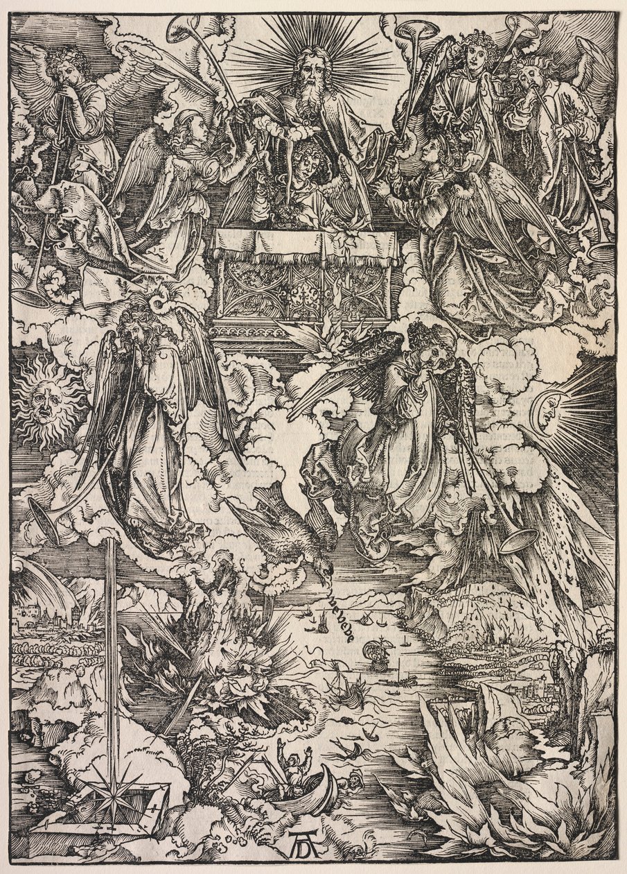 Revelación de San Juan: Siete ángeles con trompetas, 1511 de Albrecht Dürer