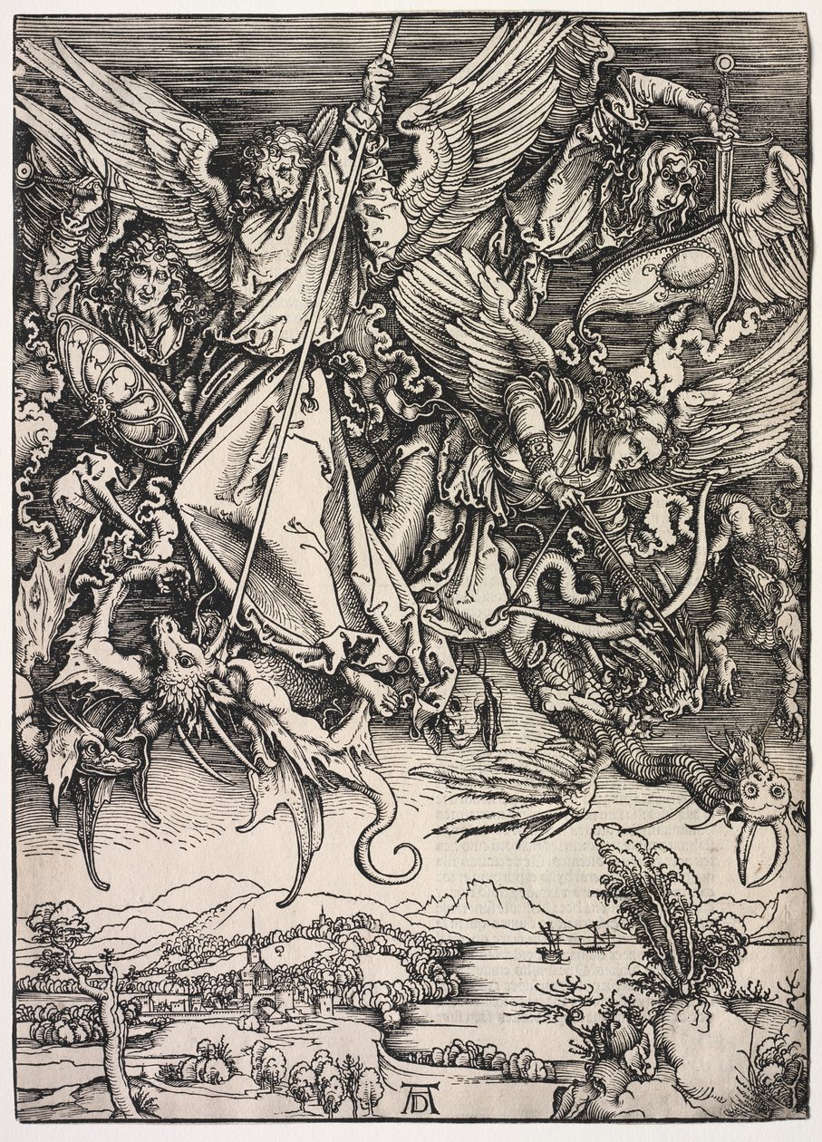 Revelación de San Juan: San Miguel luchando contra el dragón de Albrecht Dürer