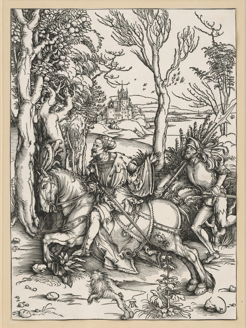 Caballero a caballo y lansquenete de Albrecht Dürer