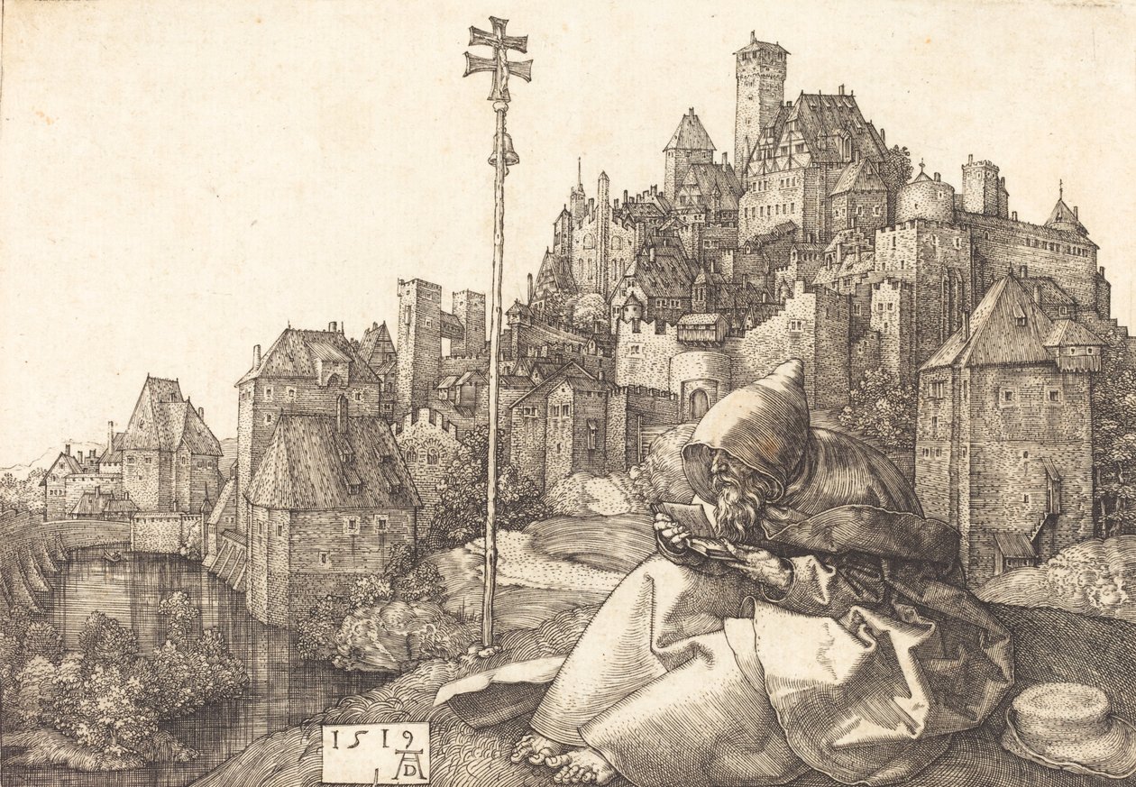 San Antonio leyendo, 1519 de Albrecht Dürer