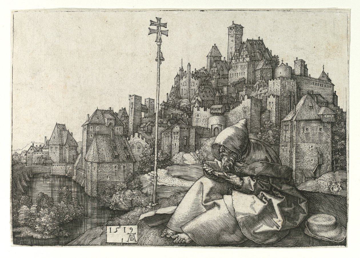 San Antonio leyendo, 1519 de Albrecht Dürer