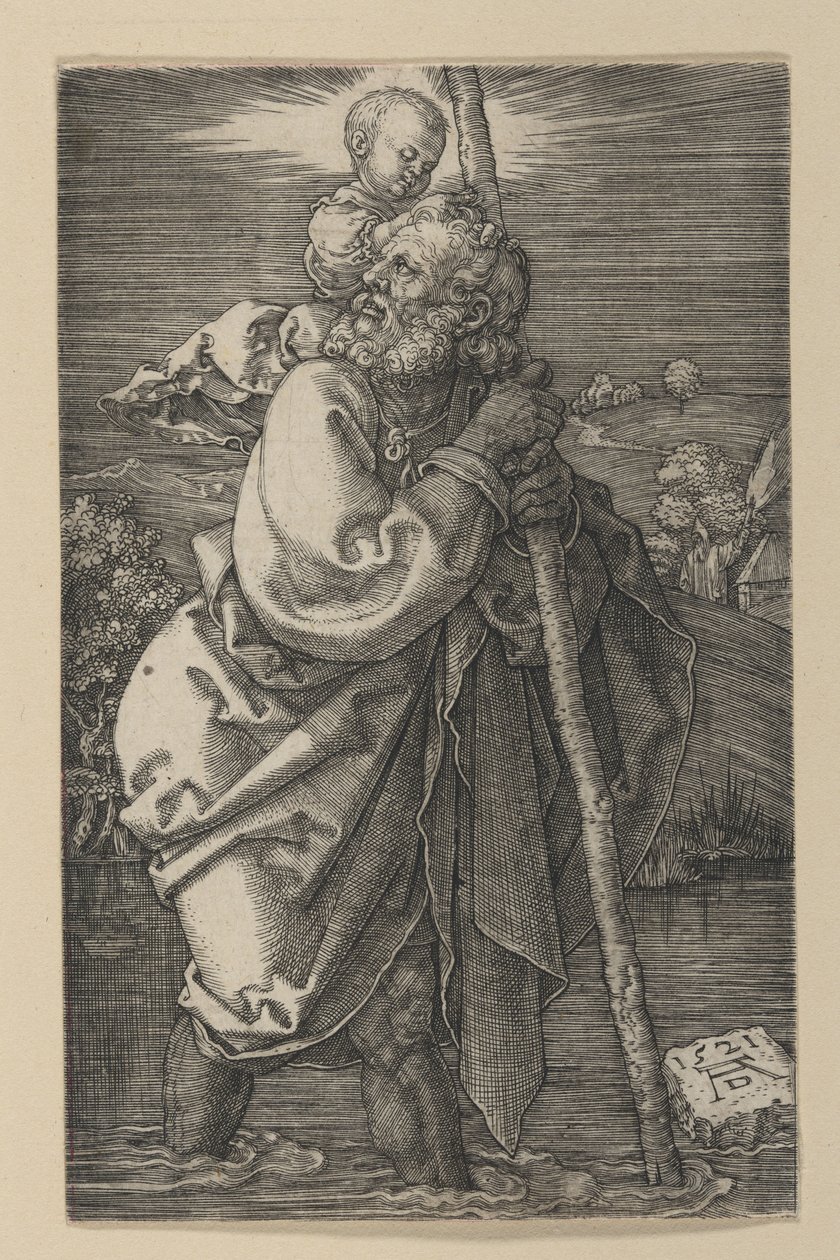 San Cristóbal mirando hacia la izquierda de Albrecht Dürer
