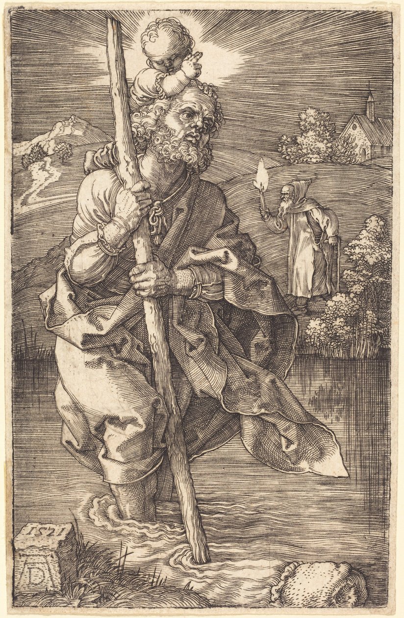 San Cristóbal mirando hacia la derecha de Albrecht Dürer