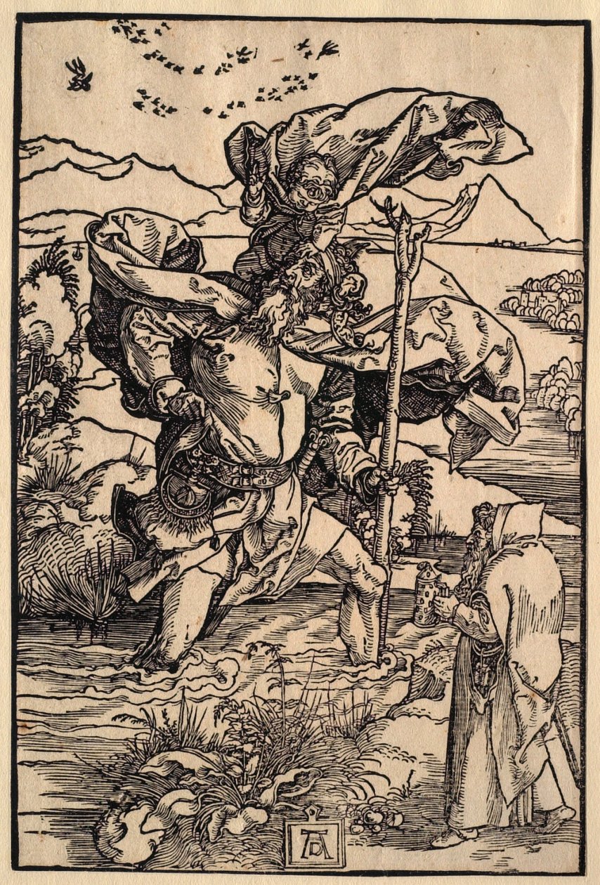 San Cristóbal con el vuelo de los pájaros de Albrecht Dürer