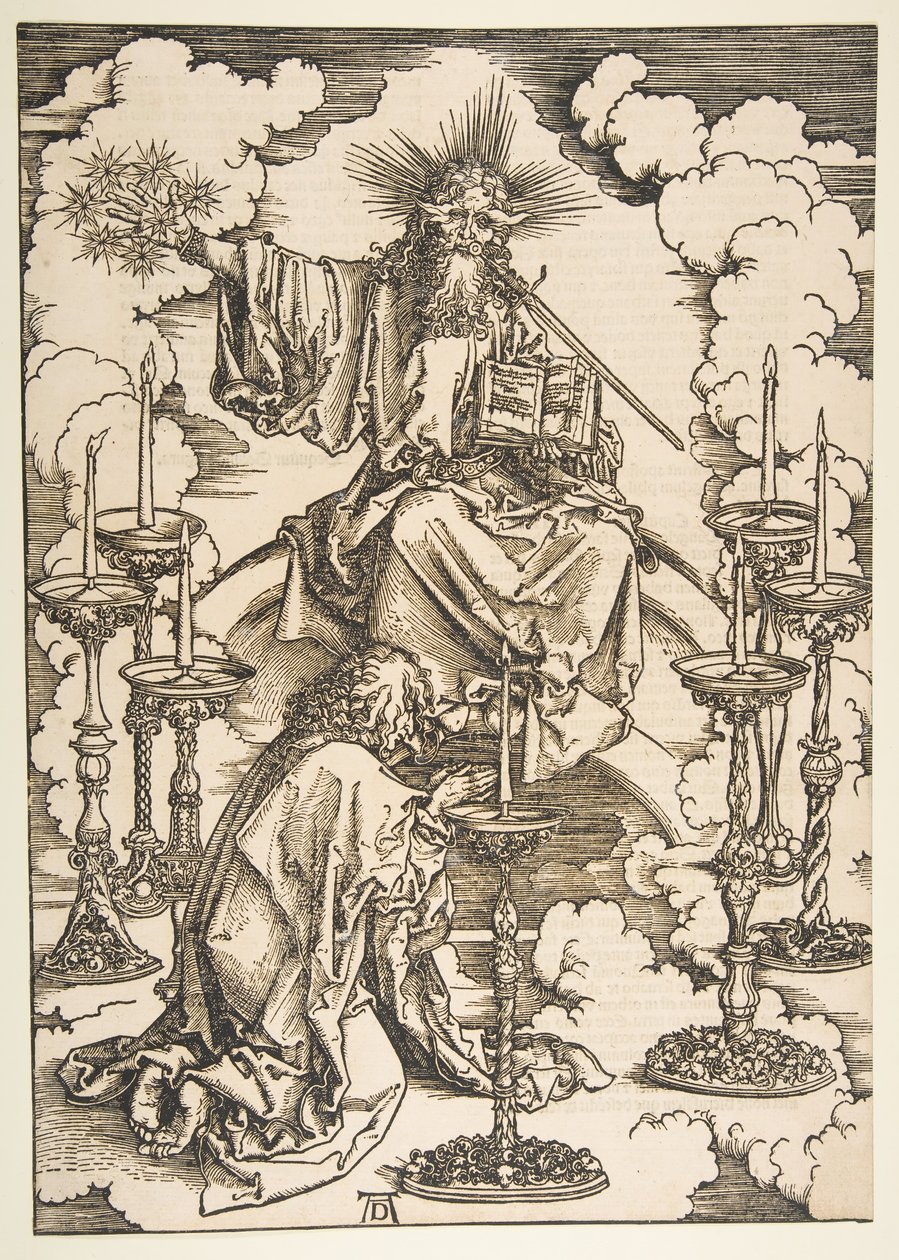 San Juan contemplando los siete candelabros de oro, del Apocalipsis de Albrecht Dürer