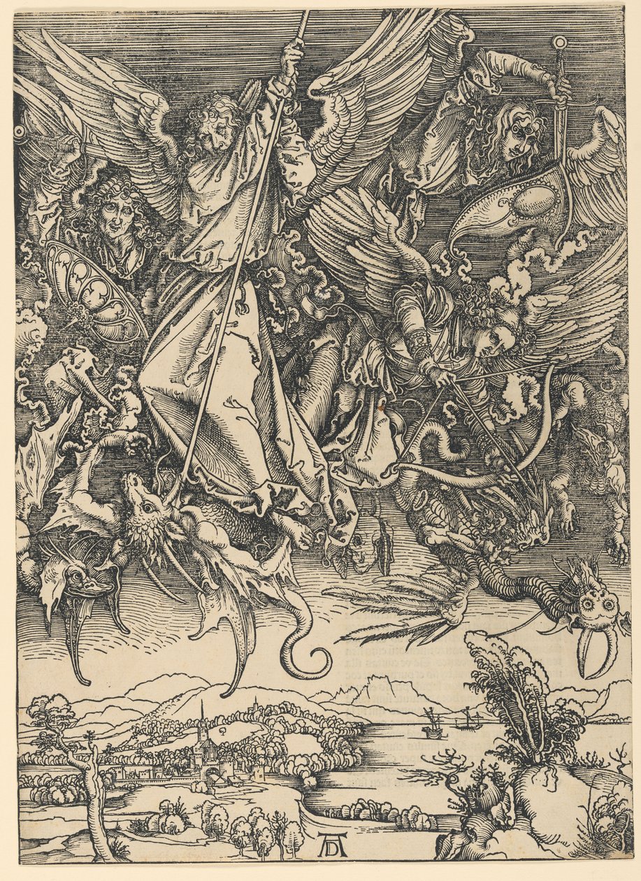 San Miguel luchando contra el dragón, de la serie «El Apocalipsis» de Albrecht Dürer