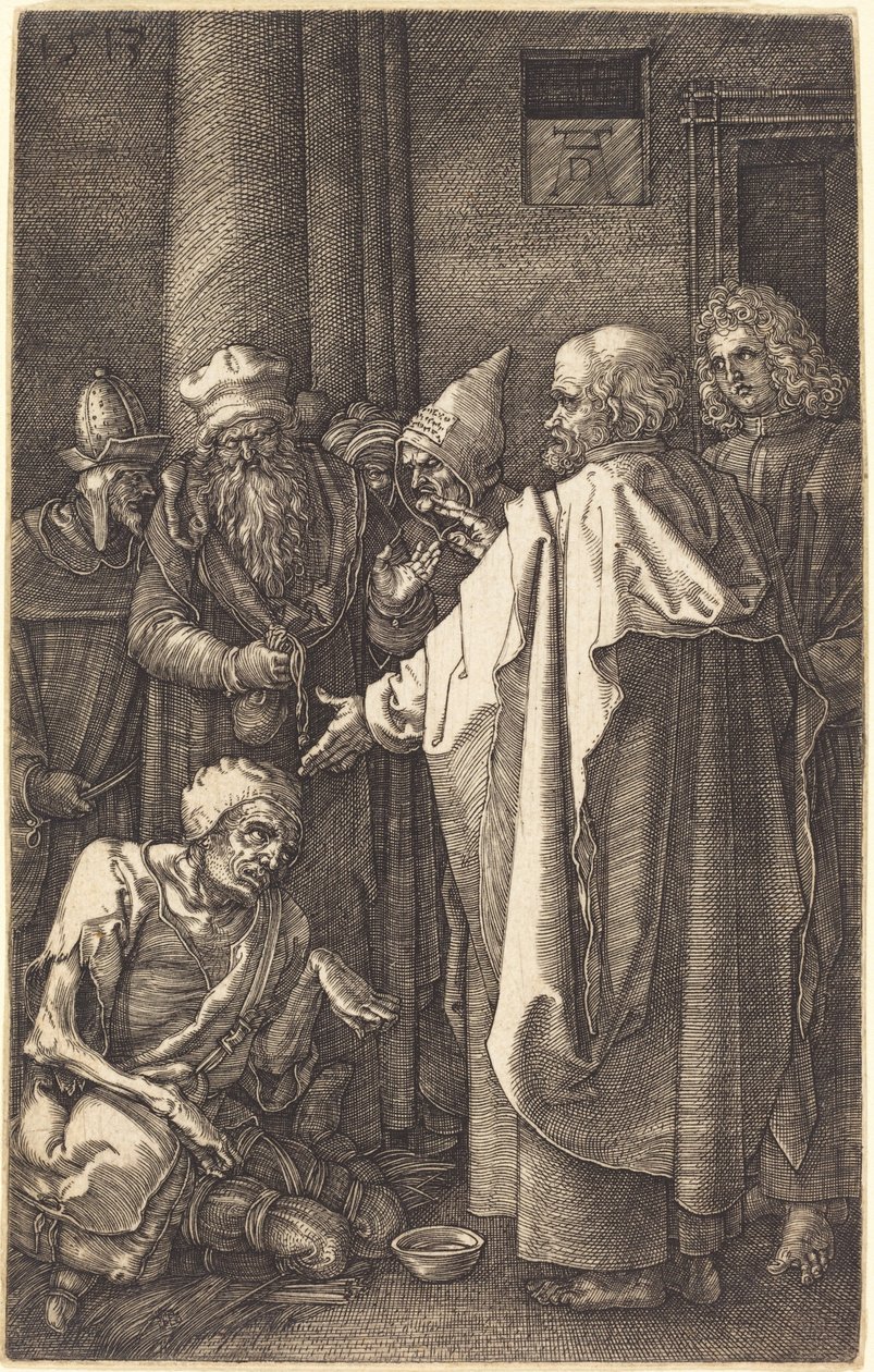 San Pedro y san Juan curando a un lisiado en la puerta del Templo de Albrecht Dürer