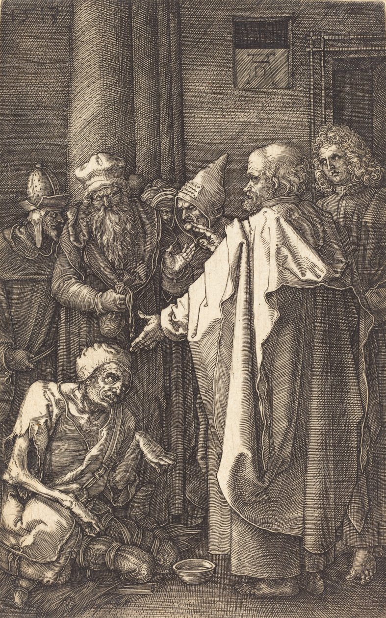 San Pedro y San Juan Sanando a un Lisiado en la Puerta del Templo de Albrecht Dürer