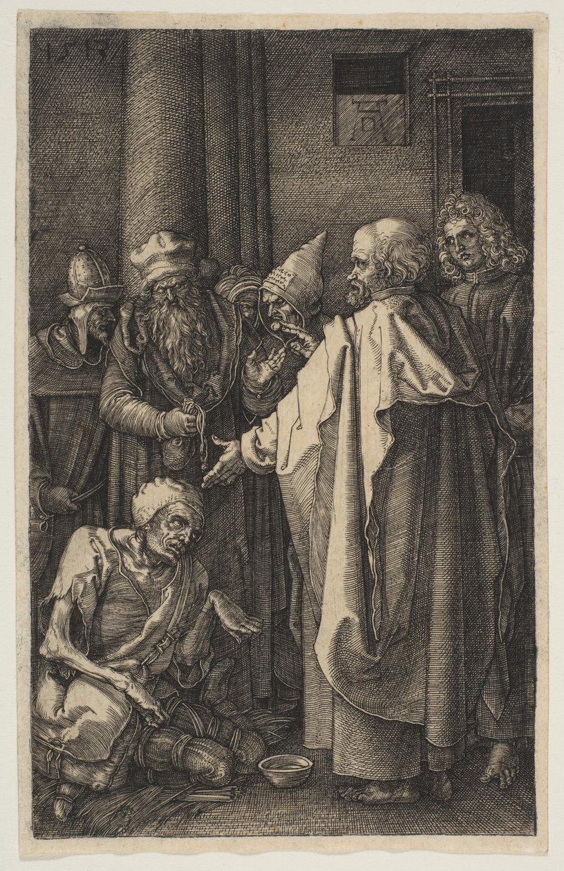 San Pedro y San Juan en la puerta del templo, de La Pasión, 1513 de Albrecht Dürer