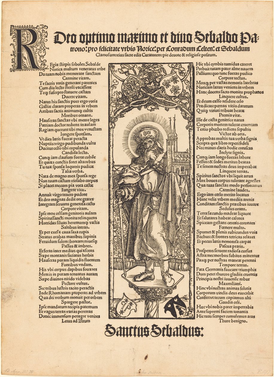 San Sebaldo de pie en una columna de Albrecht Dürer