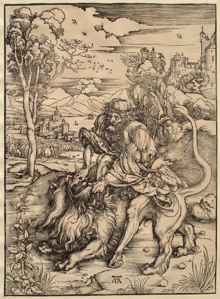 Sansón luchando con el león de Albrecht Dürer