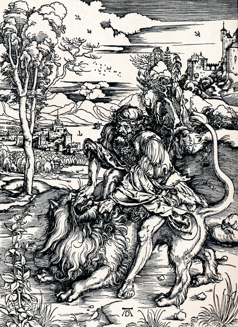 Sansón desgarrando al león, 1497, 1906 de Albrecht Dürer