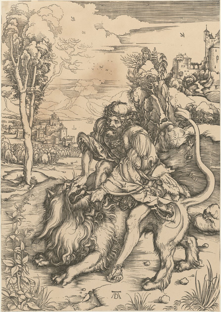 Sansón mata al león de Albrecht Dürer