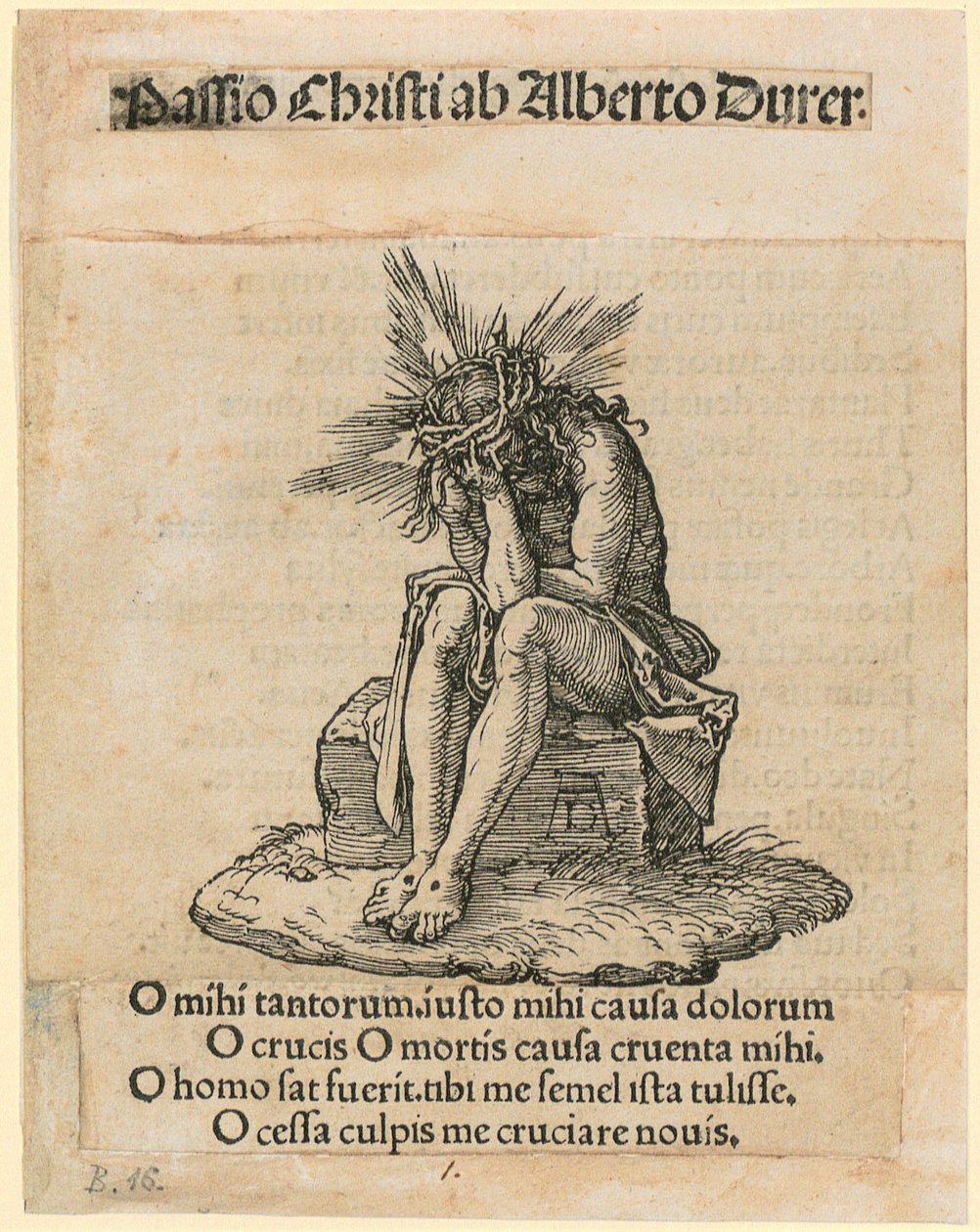 Varón de dolores, portada de la serie «Pequeña Pasión xilográfica» de Albrecht Dürer