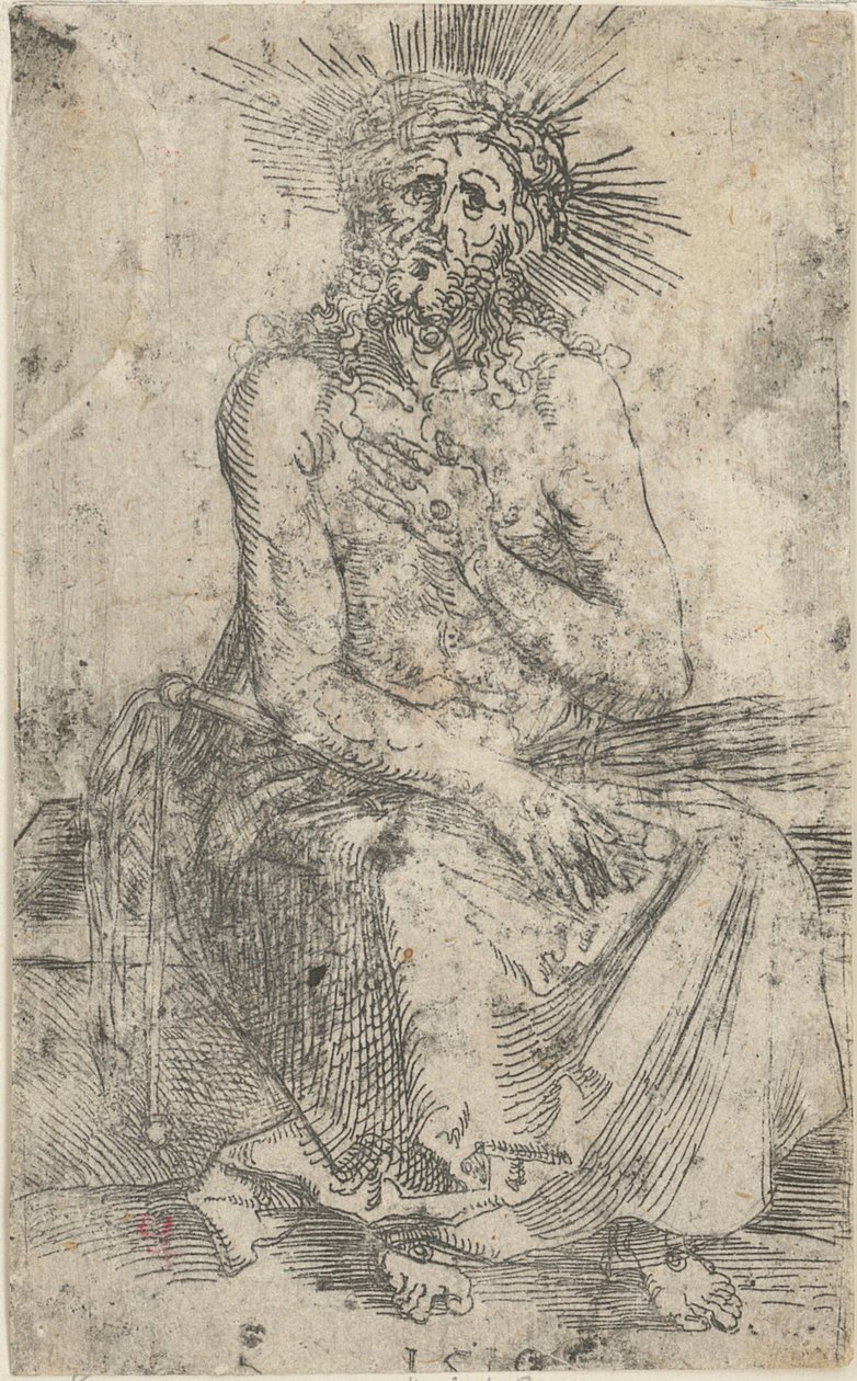 Varón de dolores, sentado de Albrecht Dürer