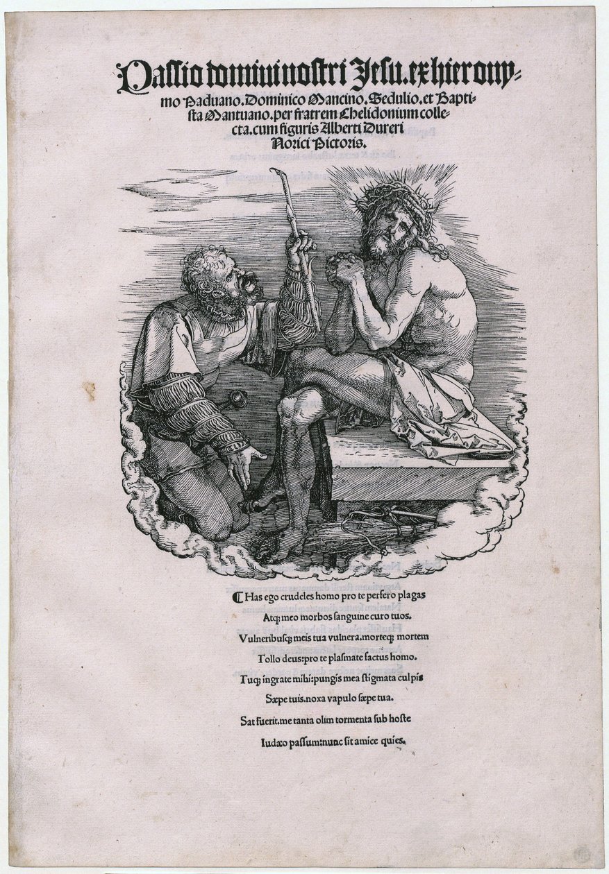 El Hombre de Dolores y el soldado mercenario, hoja 1 [portada] de la serie «La Gran Pasión» de Albrecht Dürer