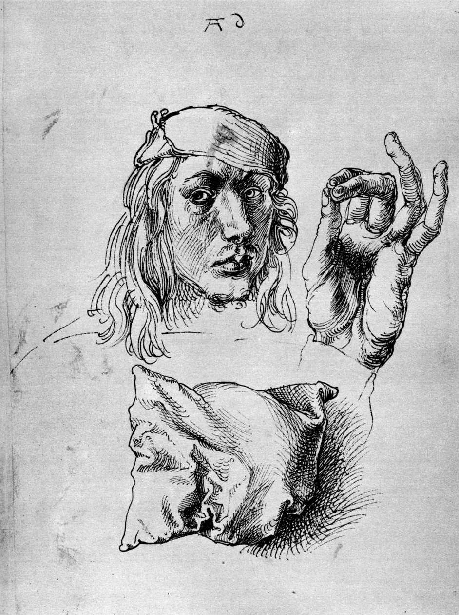 Autorretrato con una almohada, 1493, 1936 de Albrecht Dürer
