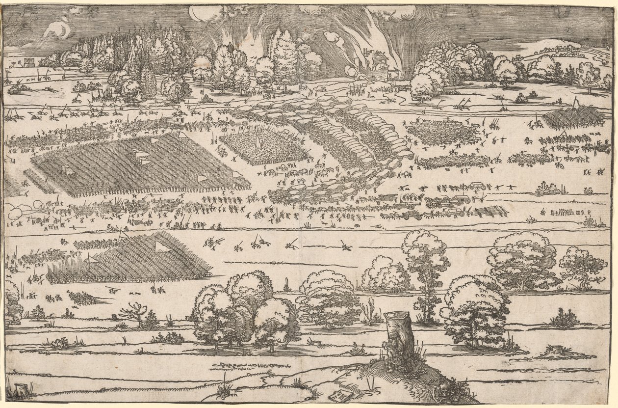 Asedio de una fortaleza: Parte izquierda de Albrecht Dürer