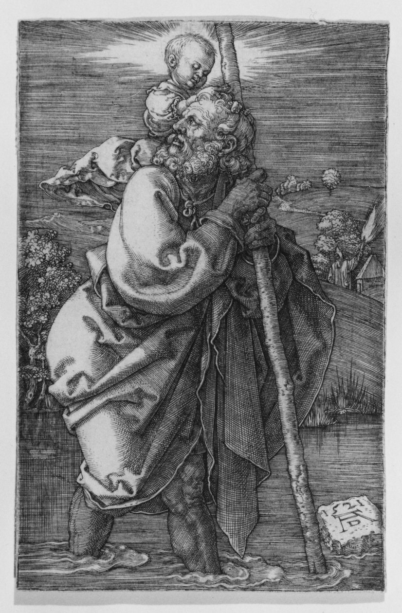 San Cristóbal mirando hacia la izquierda de Albrecht Dürer