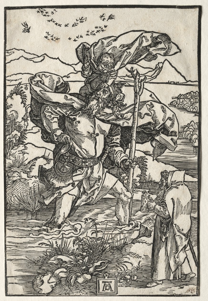 San Cristóbal con los pájaros de Albrecht Dürer