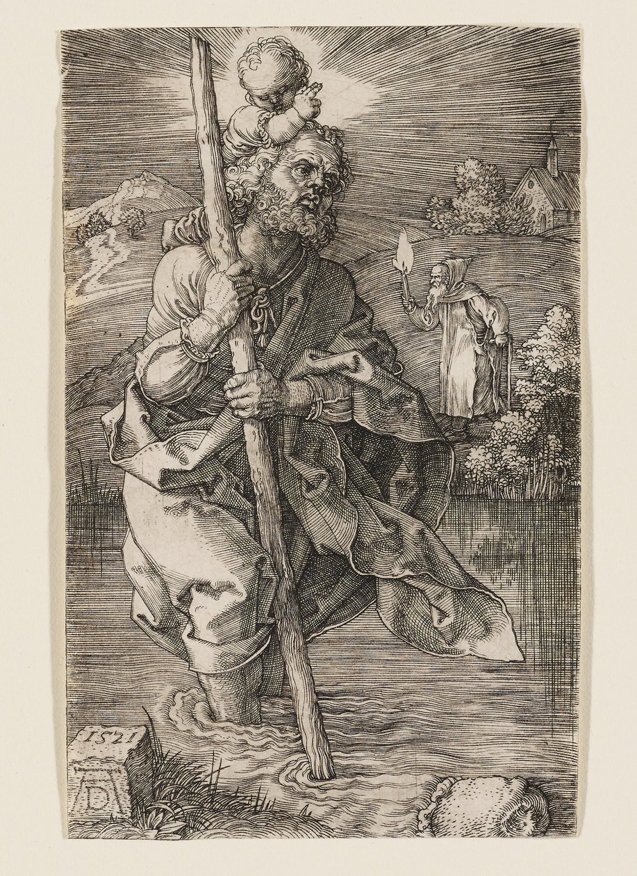 San Cristóbal con la cabeza girada hacia la derecha de Albrecht Dürer