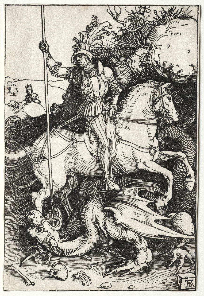 San Jorge matando al dragón, 1500s de Albrecht Dürer
